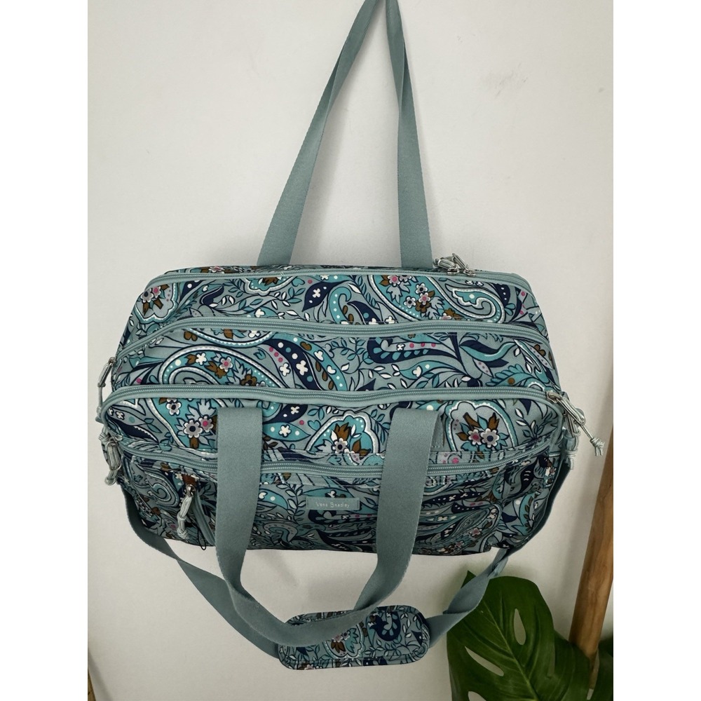 Vera Bradley Blue Rhapsody Paisley Quilted Weekender Zip Duffle Bag